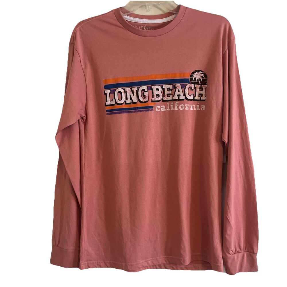 Salt Creek Apparel T Shirt Adult S Coral Pink Long Sleeve Long Beach Skate Nite